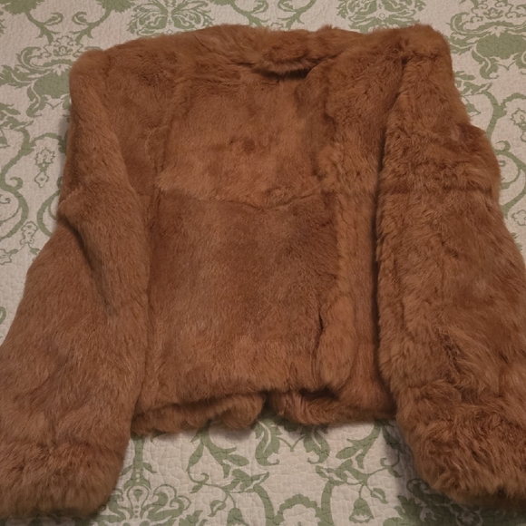 Women's Tan Rabbit Fur Jacket - Picture 2 of 6